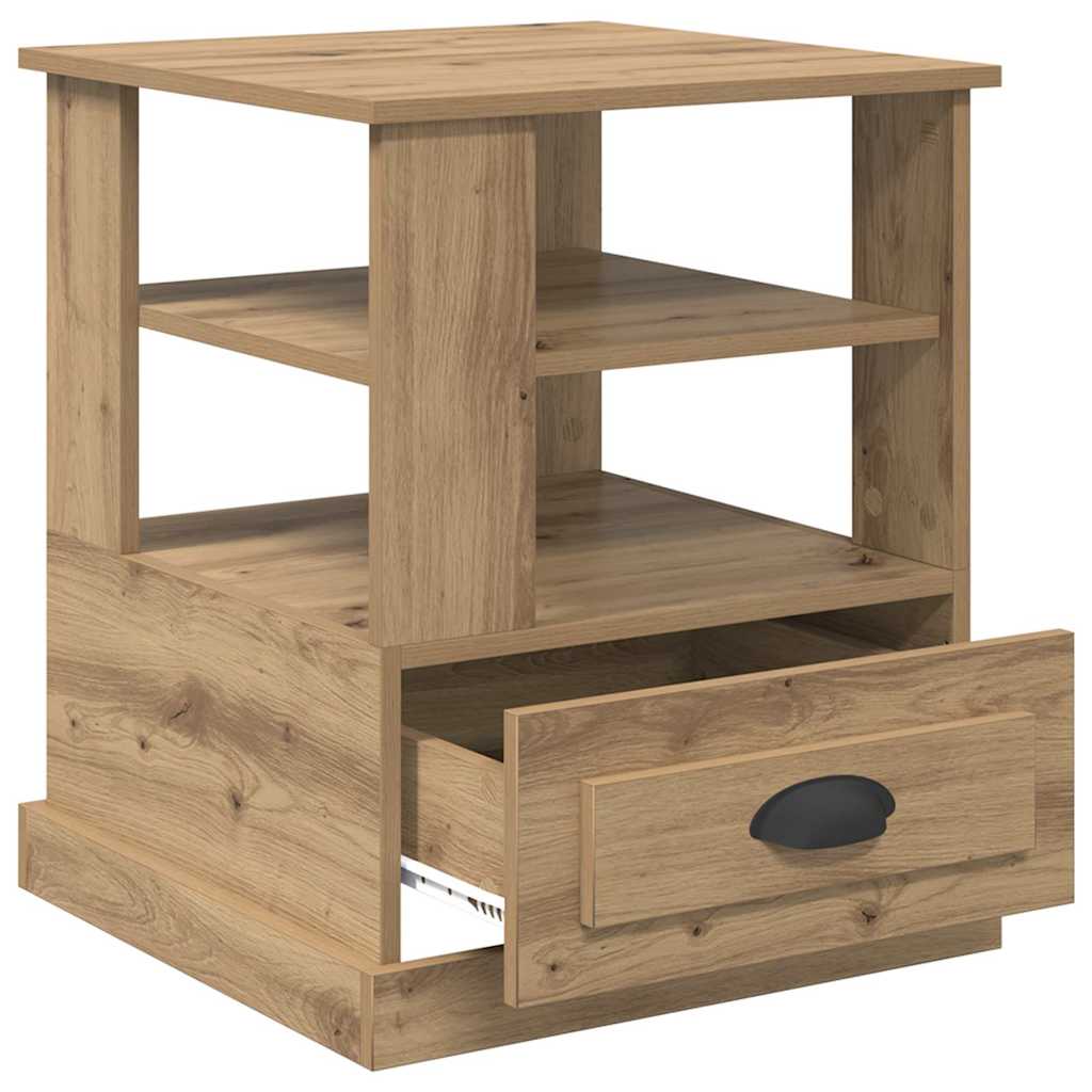 Dulap de noapte stejar artizanal 50 x 50 x 60 cm Lemn compozit GartenMobel Dekor