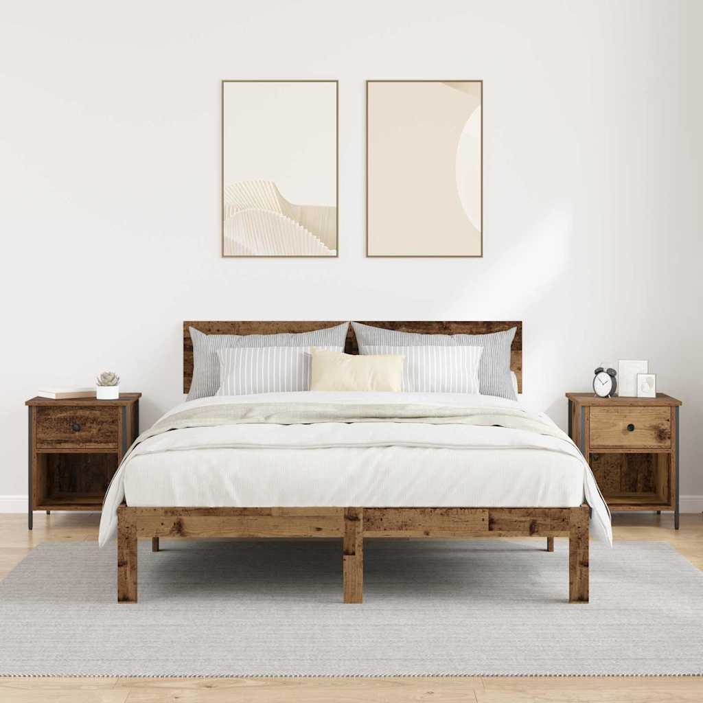 Dulap de noapte 2 pcs Lemn vechi 40 x 42 x 50 cm Lemn compozit GartenMobel Dekor