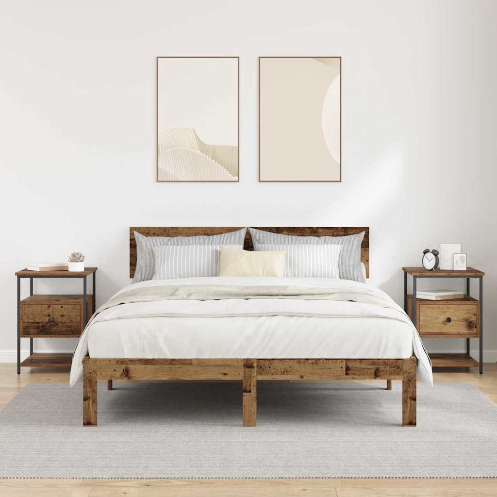 Dulap de noapte 2 pcs Lemn vechi 40 x 42 x 56 cm Lemn compozit GartenMobel Dekor