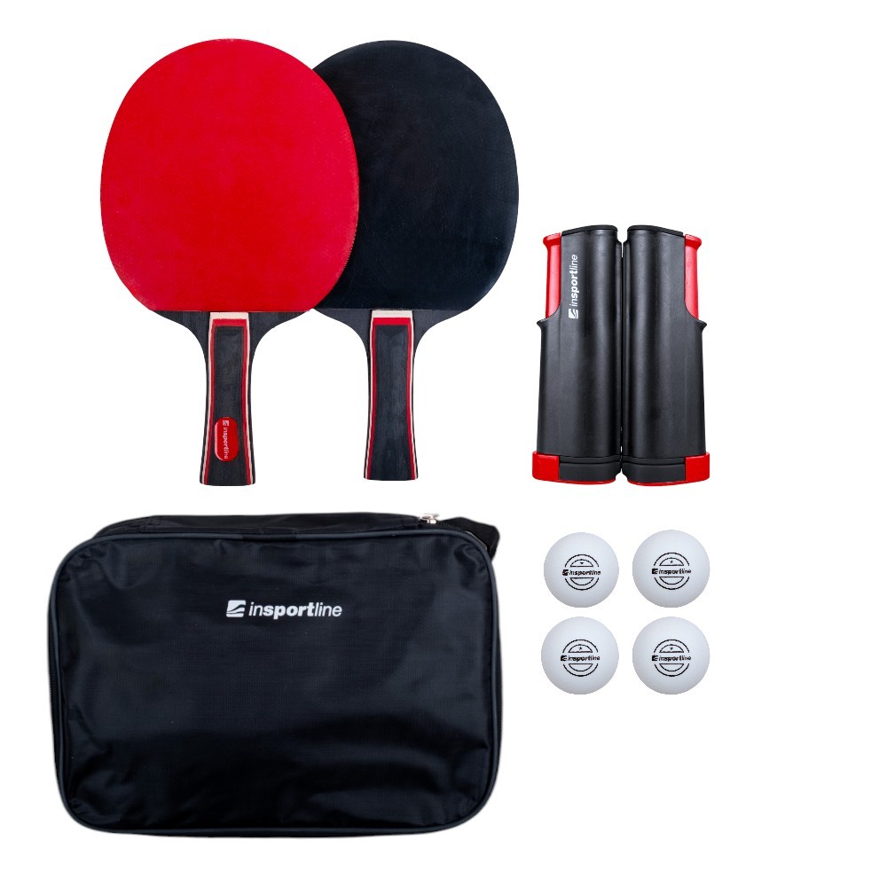 Set tenis de masa inSPORTline Ekholm – fileu, 2 palete, 4 mingi FitLine Training