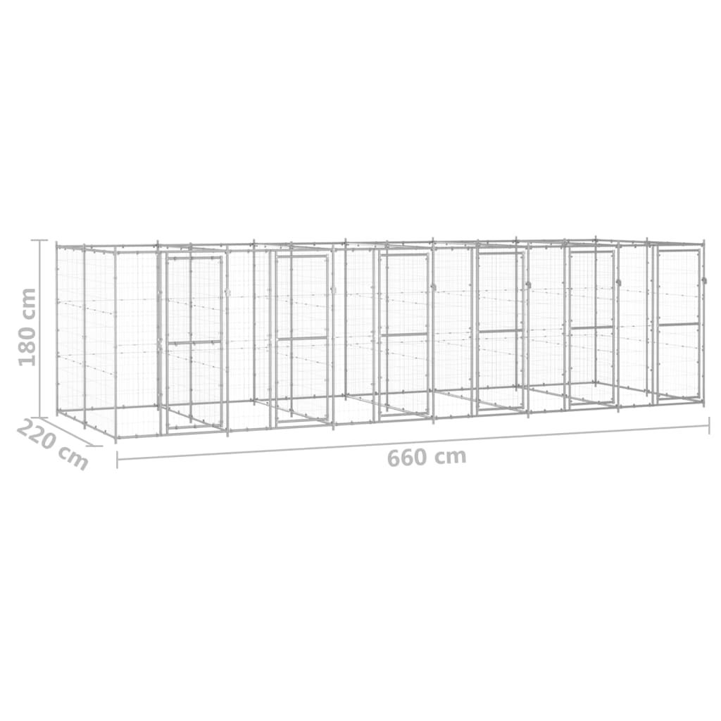 Padoc pentru câini de exterior, 14,52 m², oțel galvanizat GartenMobel Dekor