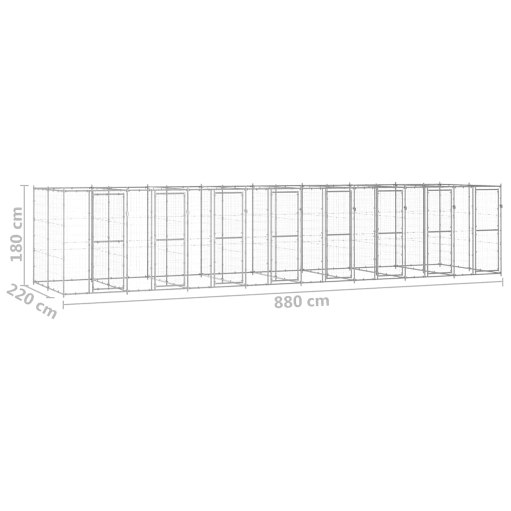 Padoc pentru câini de exterior, 19,36 m², oțel galvanizat GartenMobel Dekor