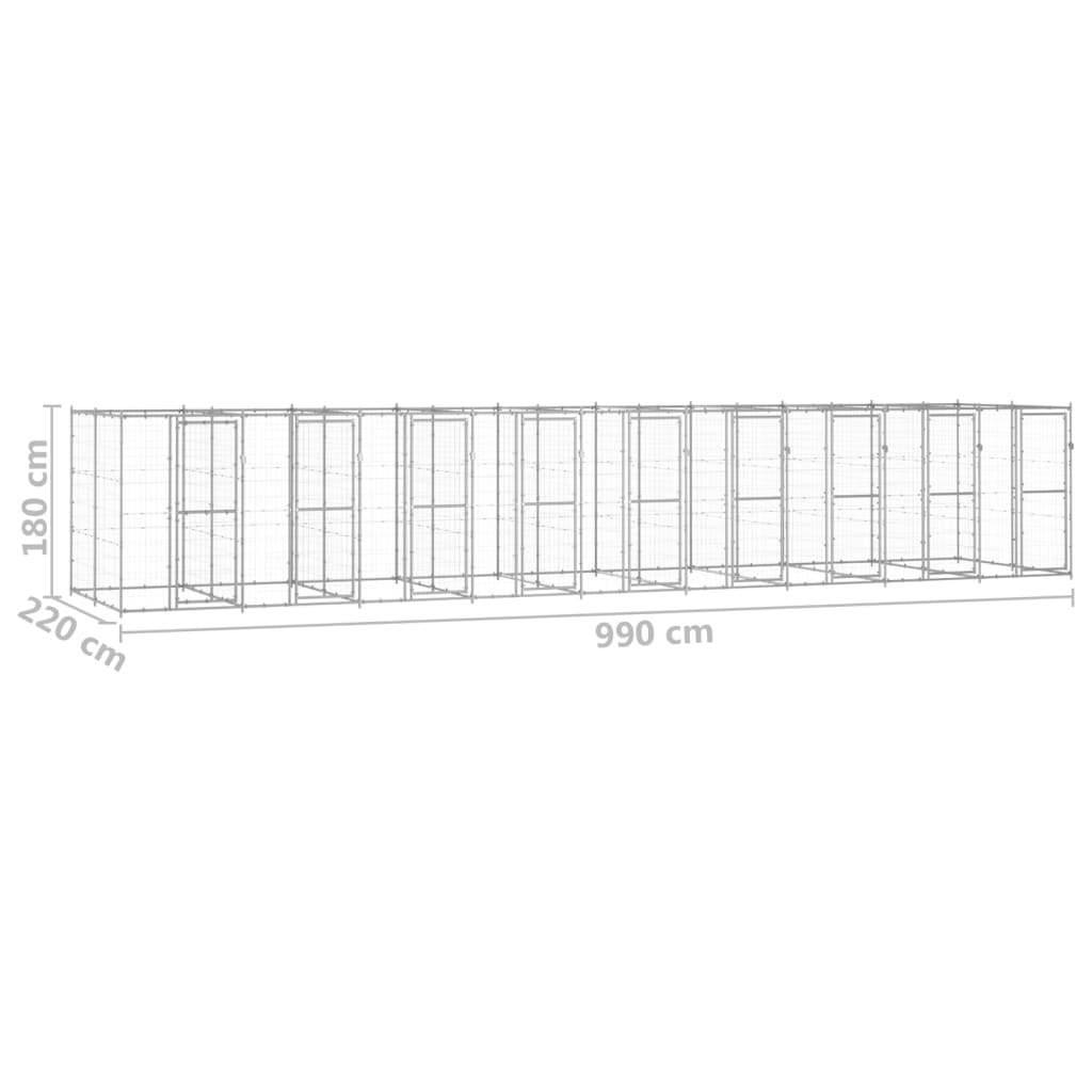 Padoc pentru câini de exterior, 21,78 m², oțel galvanizat GartenMobel Dekor