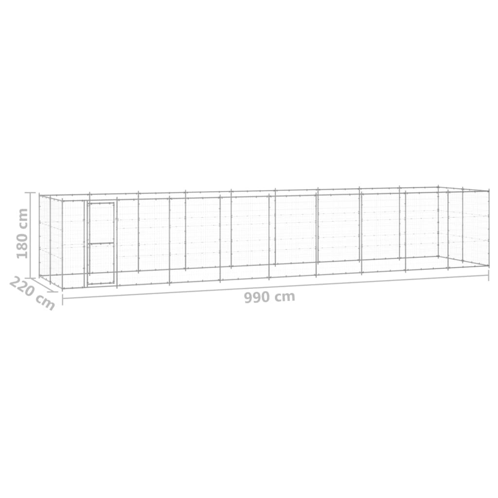 Padoc pentru câini de exterior, 21,78 m², oțel galvanizat GartenMobel Dekor
