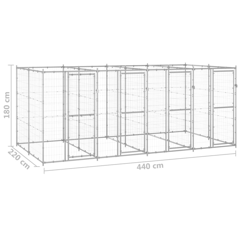 Padoc pentru câini de exterior, 9,68 m², oțel galvanizat GartenMobel Dekor