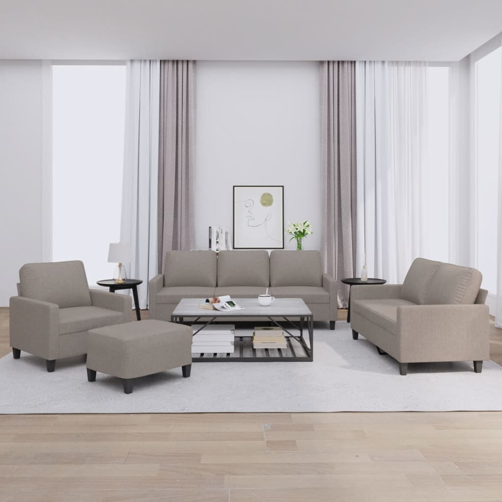 Set de canapea cu perne, 4 piese, gri taupe, material textil GartenMobel Dekor