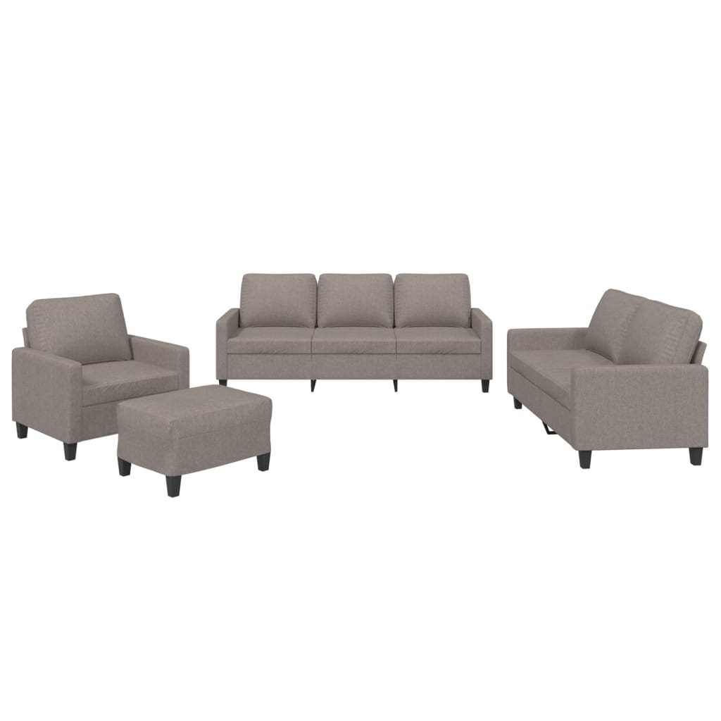 Set de canapea cu perne, 4 piese, gri taupe, material textil GartenMobel Dekor