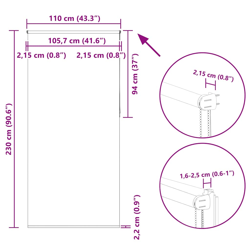 Jaluzea cu role opace 110x230 cm lățime material 105,7 cm GartenMobel Dekor