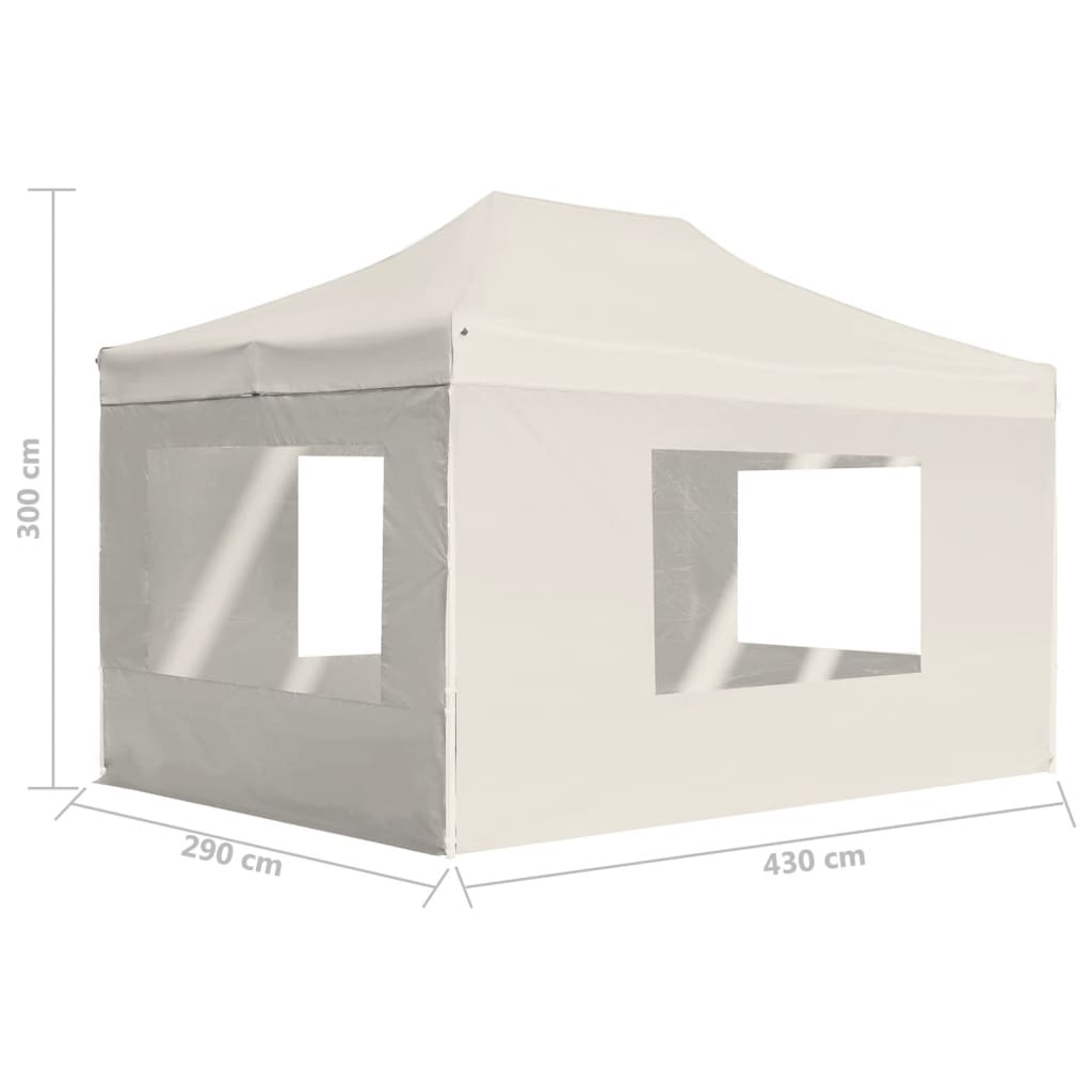 Cort de petrecere pliabil cu pereți, crem, 4,5 x 3 m, aluminiu GartenMobel Dekor