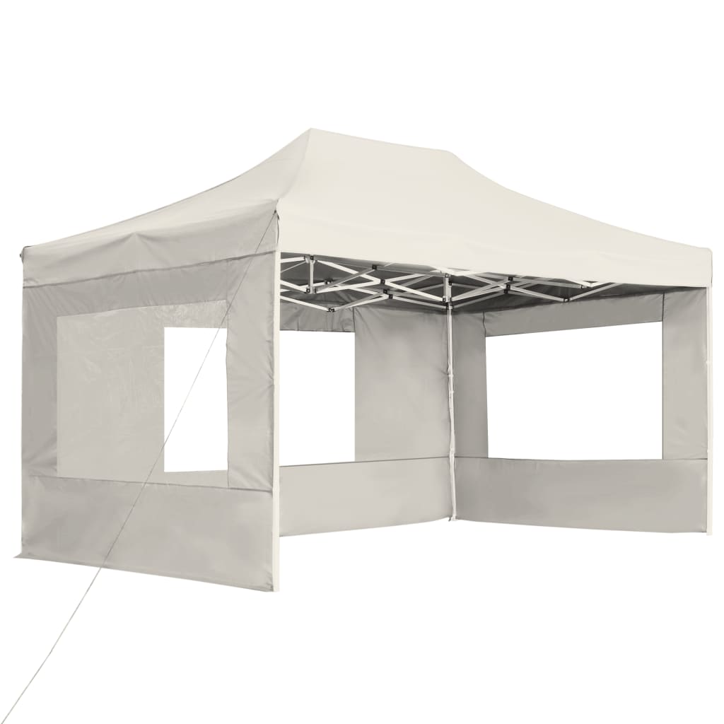 Cort de petrecere pliabil cu pereți, crem, 4,5 x 3 m, aluminiu GartenMobel Dekor