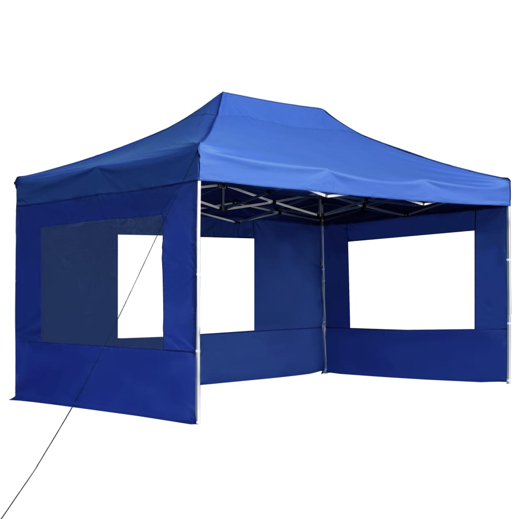 Cort de petrecere pliabil cu pereți albastru, 4,5x3 m, aluminiu GartenMobel Dekor