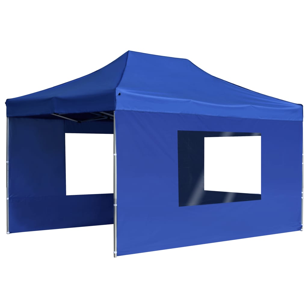 Cort de petrecere pliabil cu pereți albastru, 4,5x3 m, aluminiu GartenMobel Dekor
