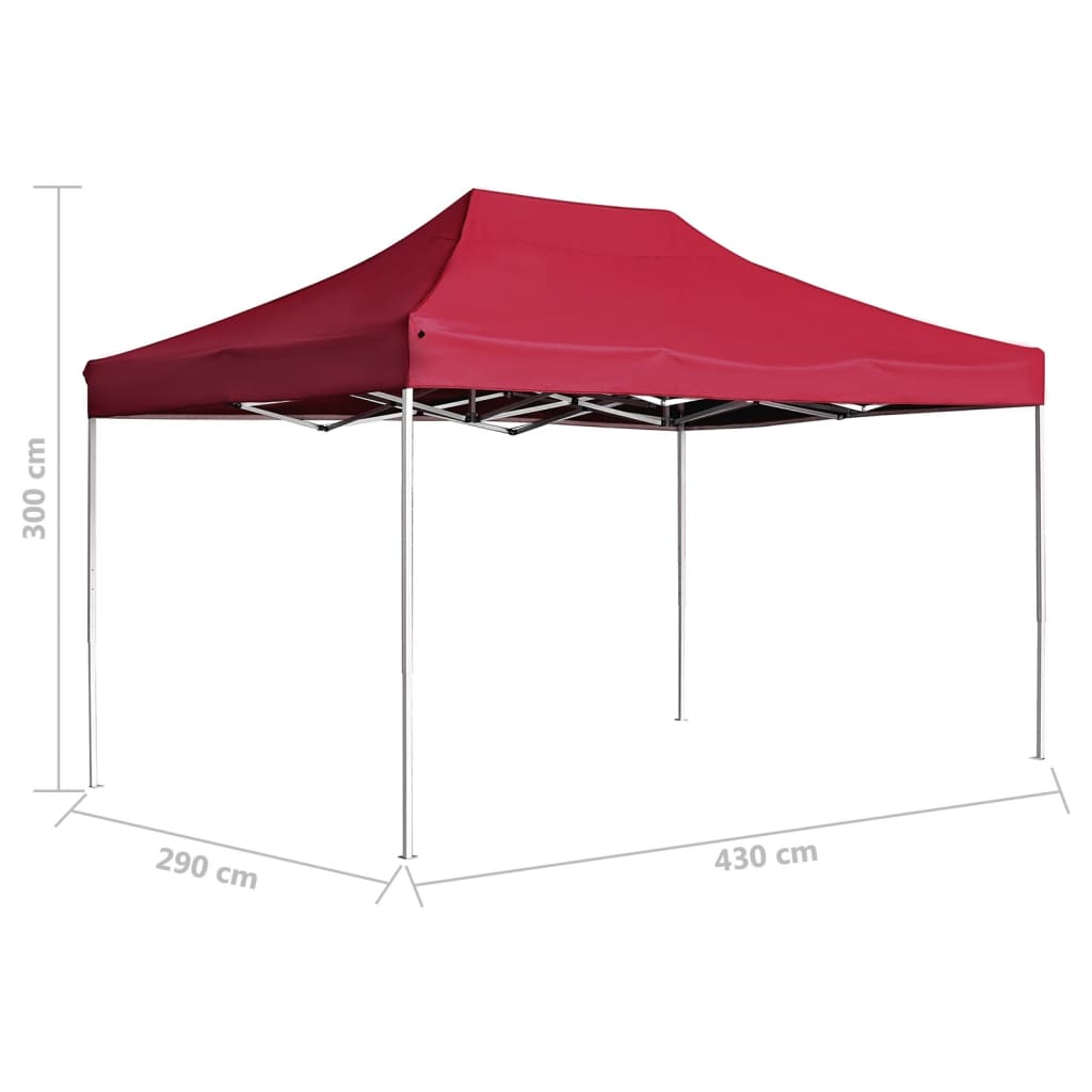 Cort de petrecere pliabil profesional roșu vin 4,5x3 m aluminiu GartenMobel Dekor