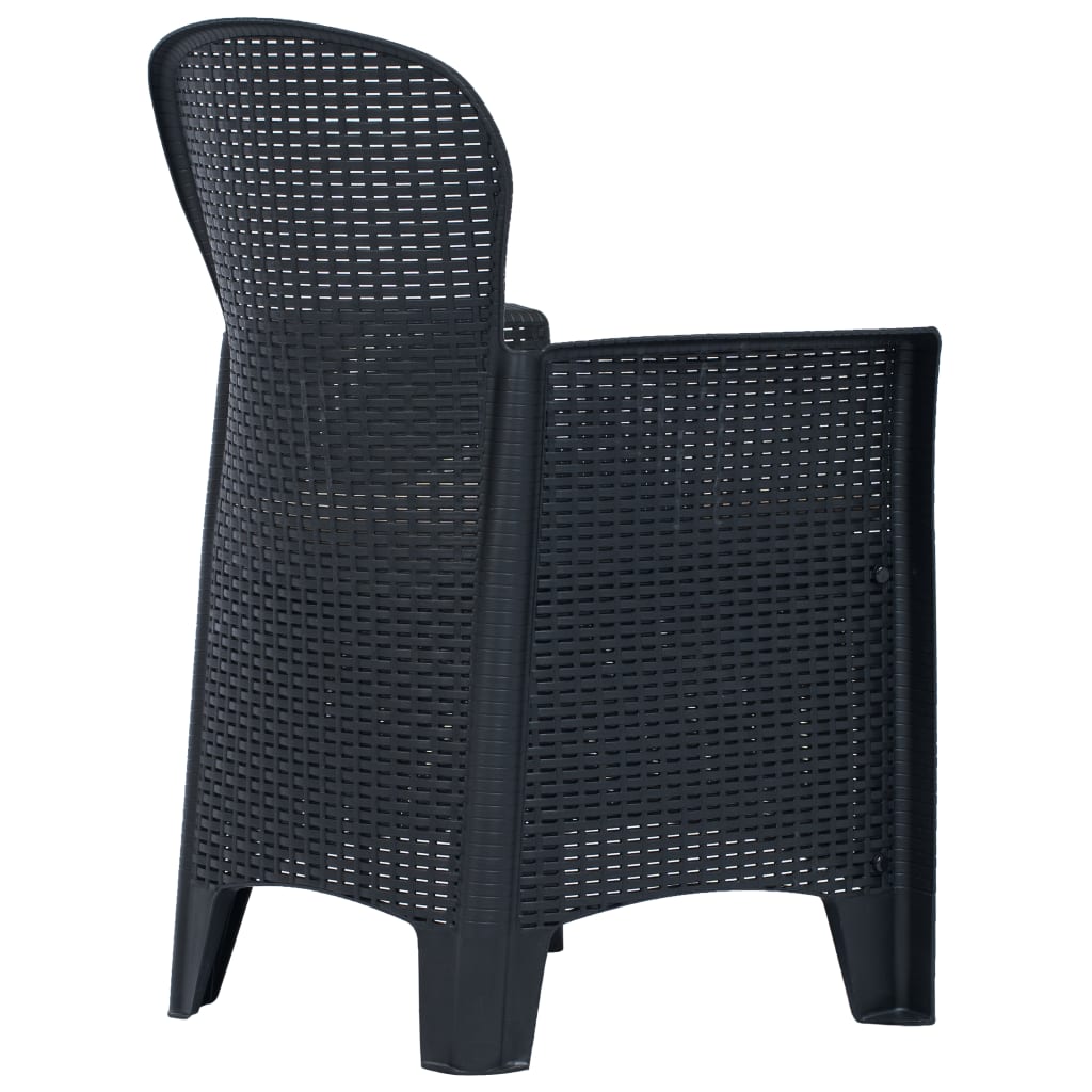 Scaune de grădină cu perne 2 buc. antracit plastic aspect ratan GartenMobel Dekor