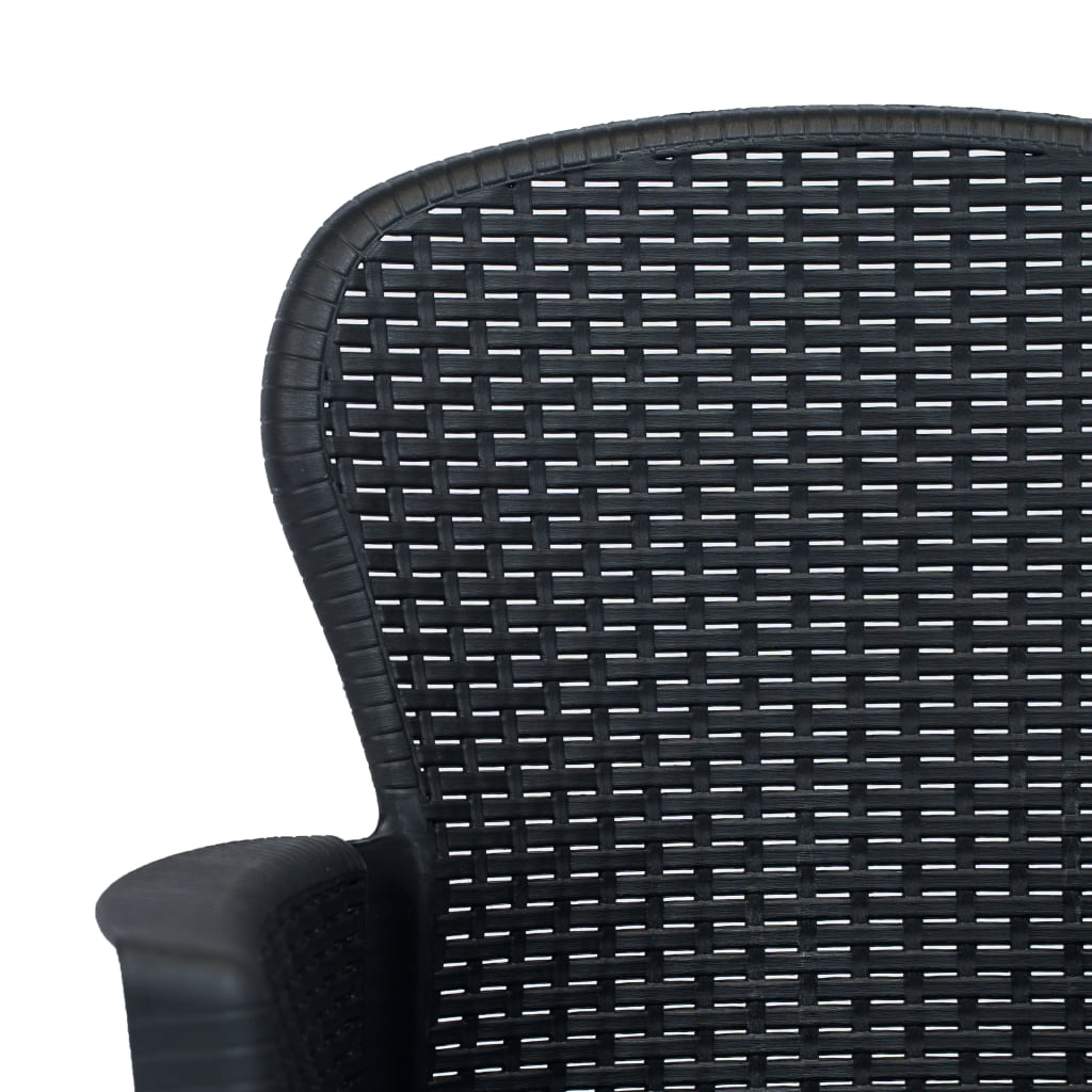 Scaune de grădină cu perne 2 buc. antracit plastic aspect ratan GartenMobel Dekor