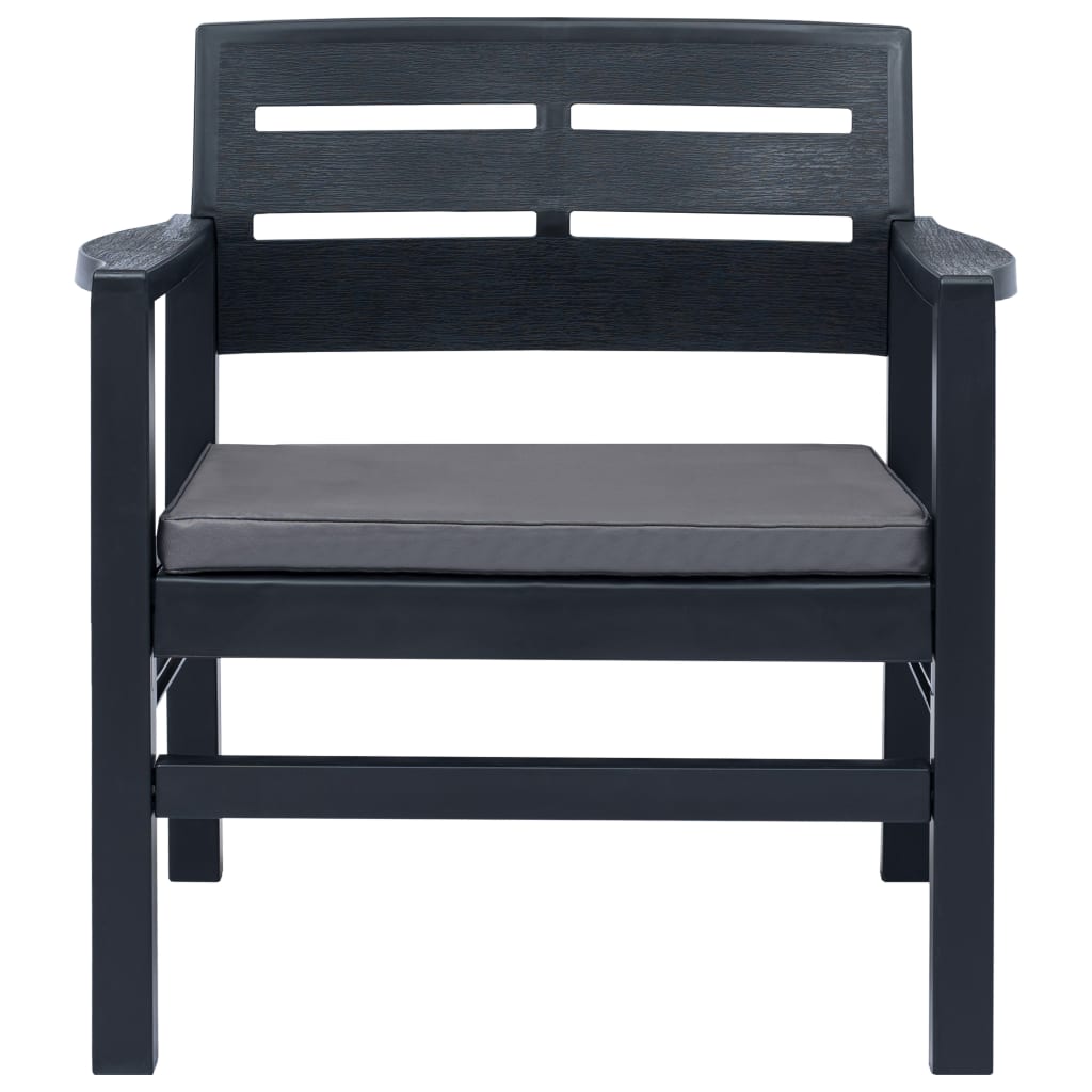 Set mobilier de grădină, 3 piese, antracit, plastic GartenMobel Dekor