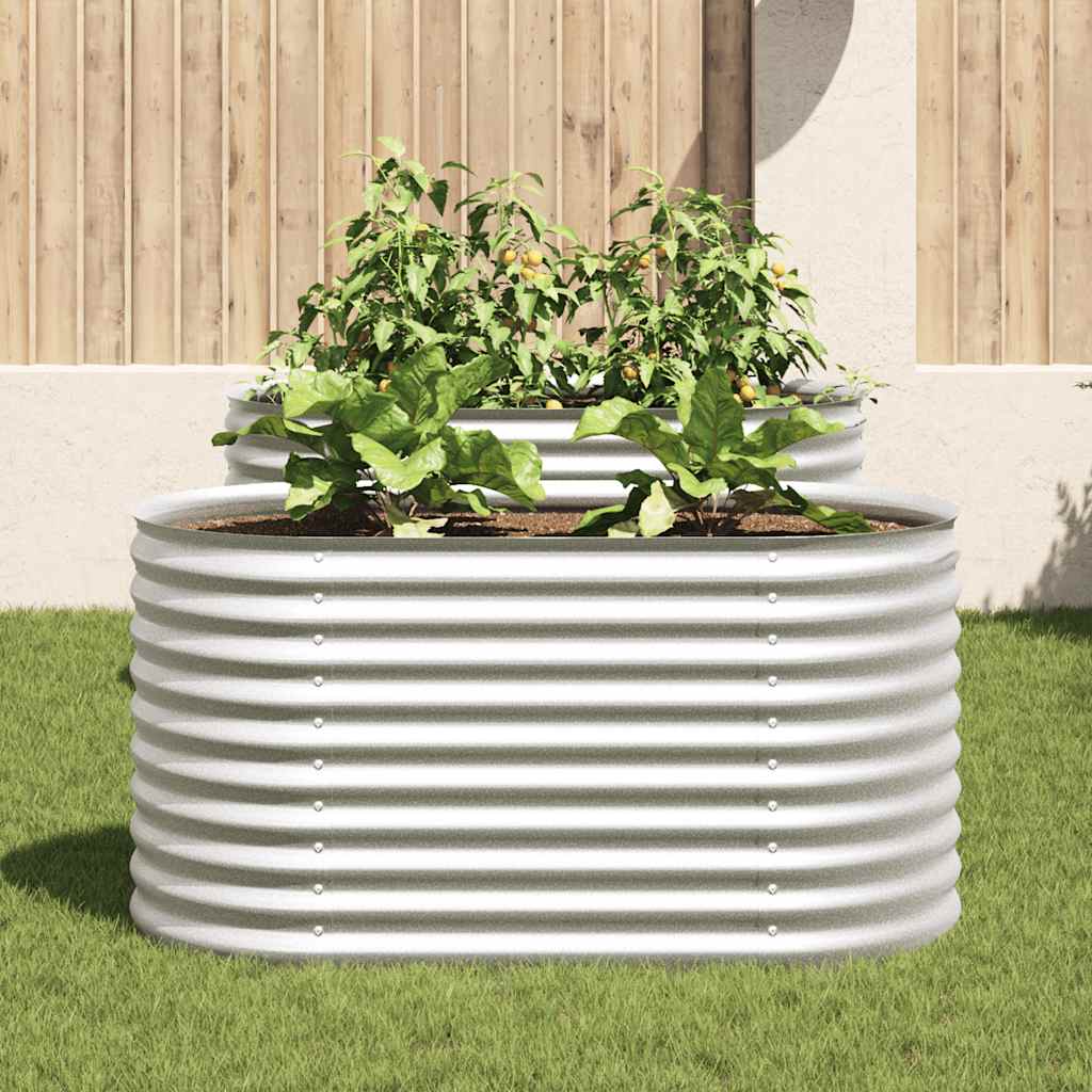 Strat înălțat de grădină, argintiu 160x80x81cm oțel galvanizat  GartenMobel Dekor