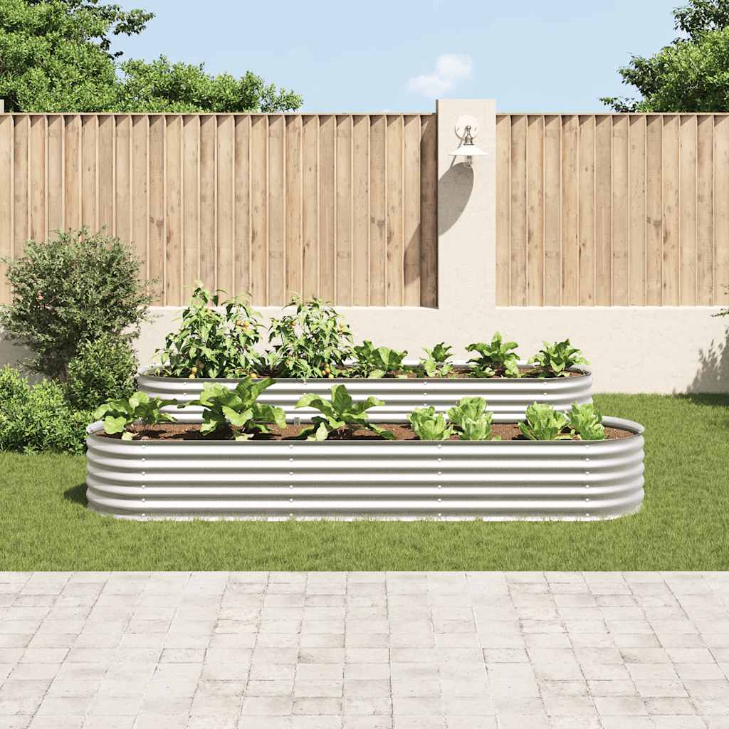 Strat înălțat de grădină, argintiu 320x80x44 cm oțel galvanizat GartenMobel Dekor