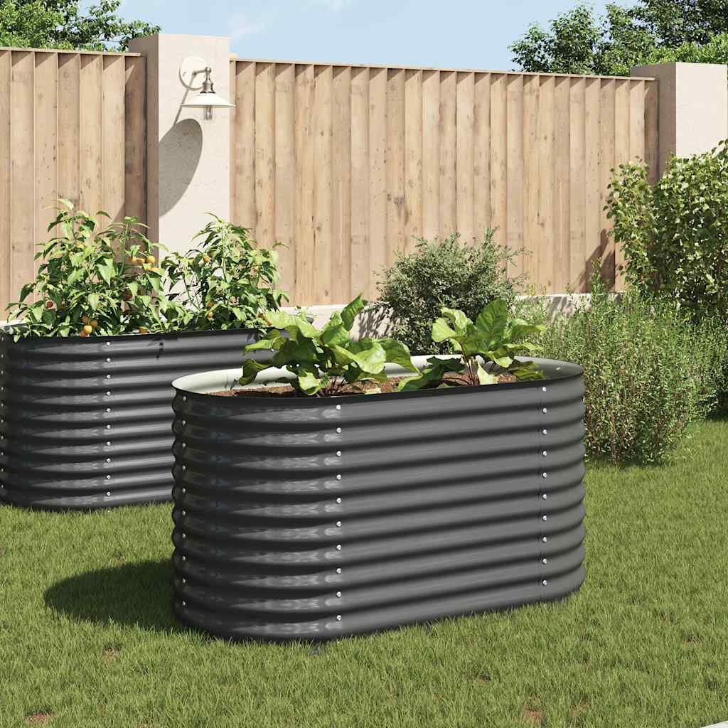 Strat înălțat de grădină, gri, 160x80x81cm, oțel galvanizat GartenMobel Dekor