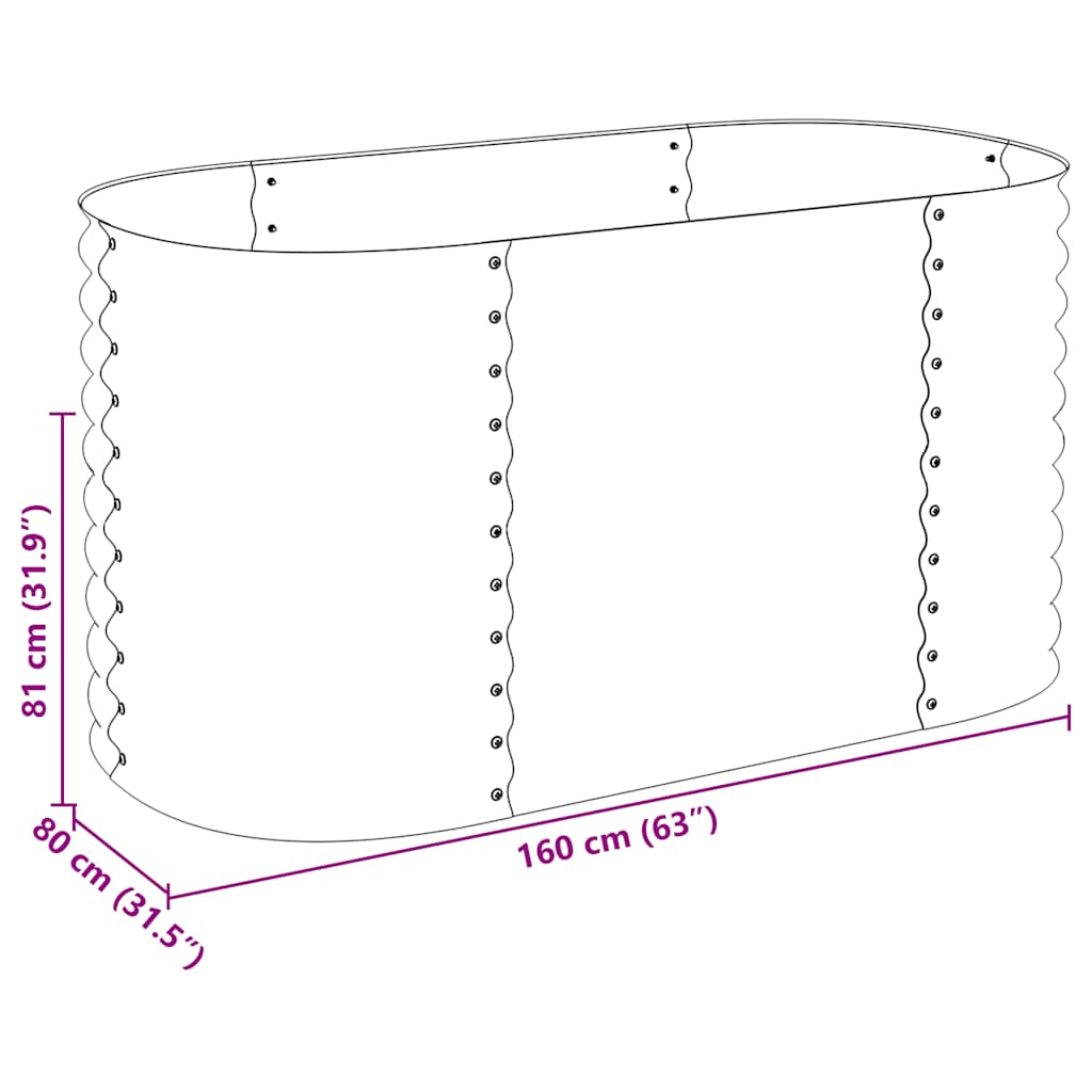 Strat înălțat de grădină, gri, 160x80x81cm, oțel galvanizat GartenMobel Dekor