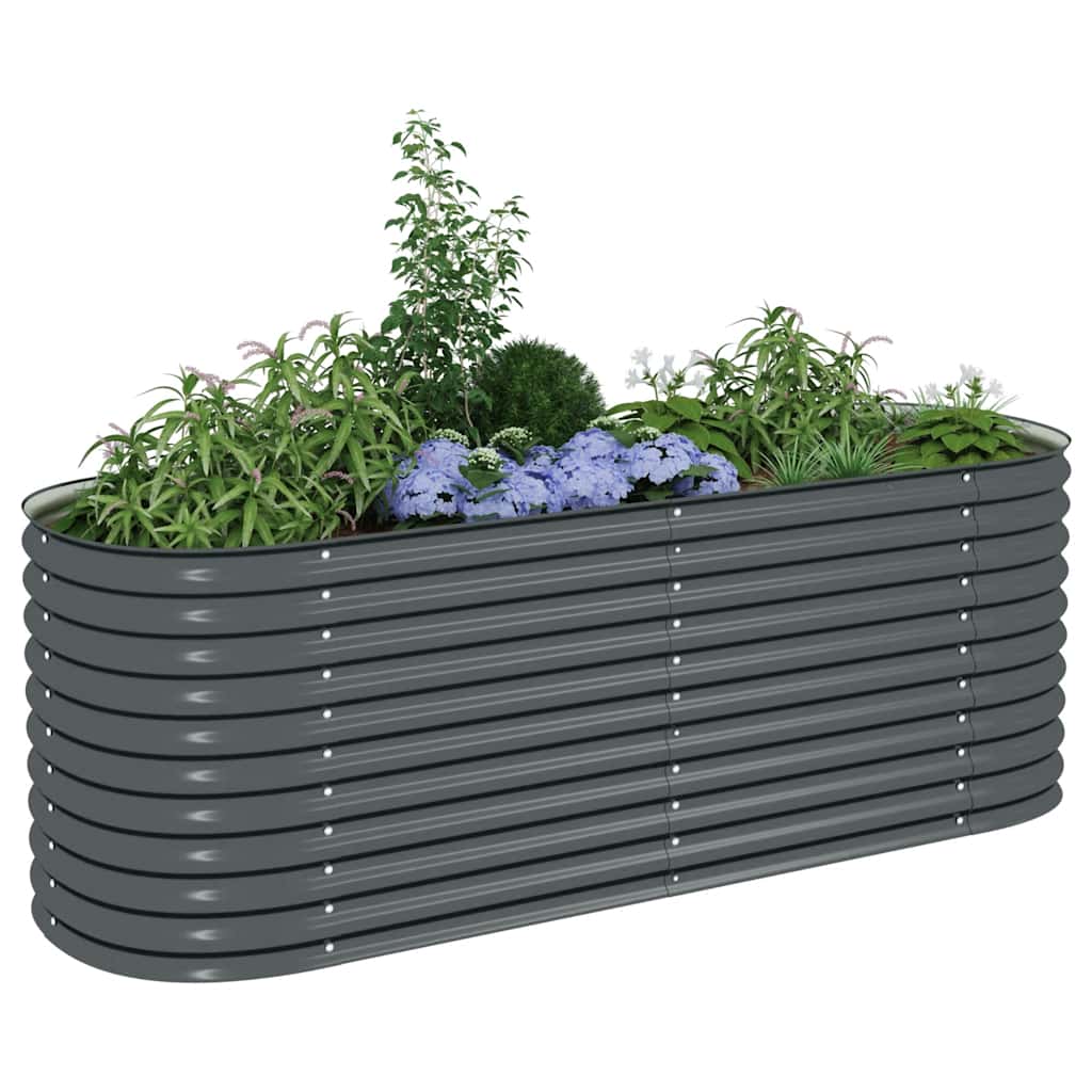 Strat înălțat de grădină, gri, 240x80x81 cm, oțel galvanizat  GartenMobel Dekor