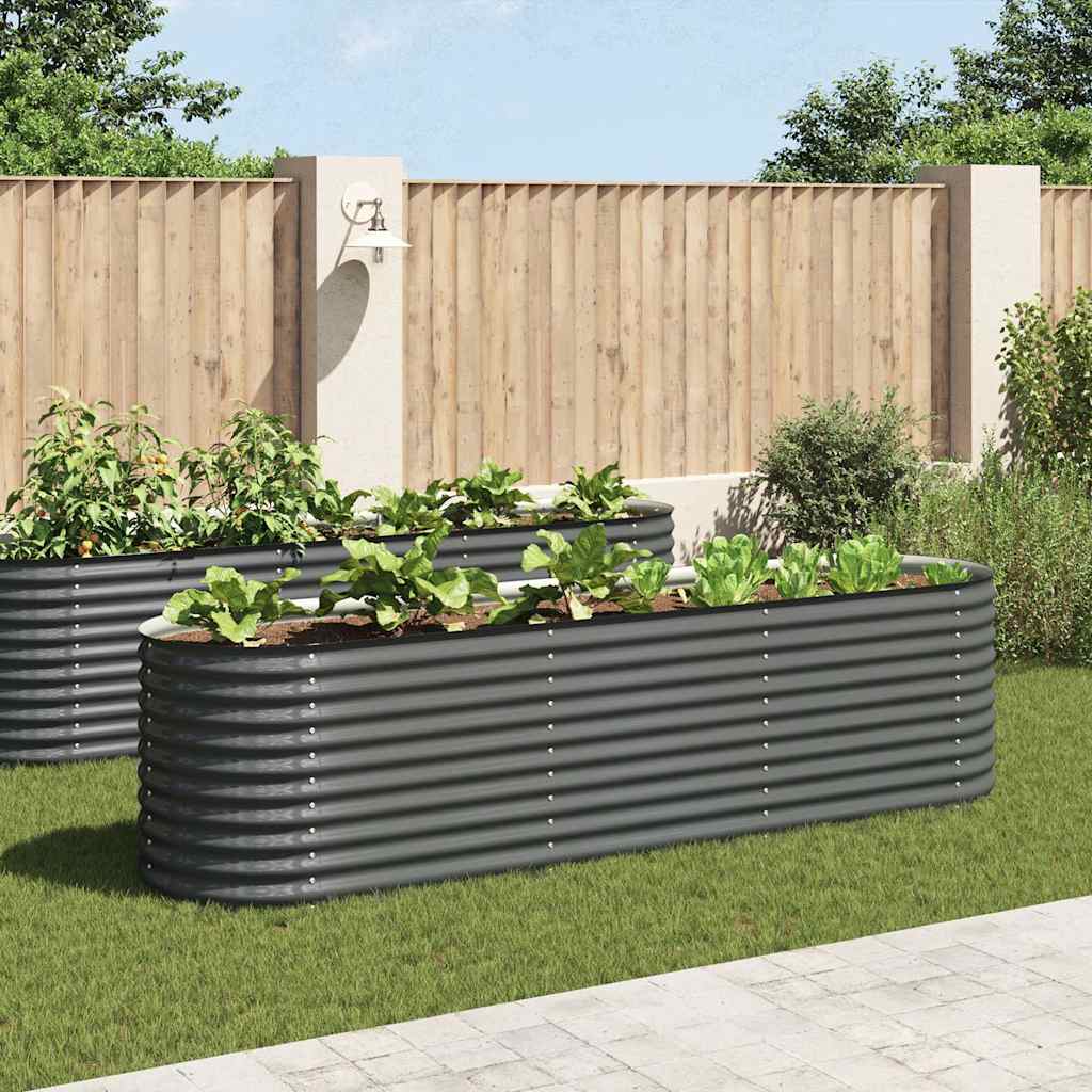 Strat înălțat de grădină, gri, 320 x 80 x 81 cm oțel galvanizat GartenMobel Dekor