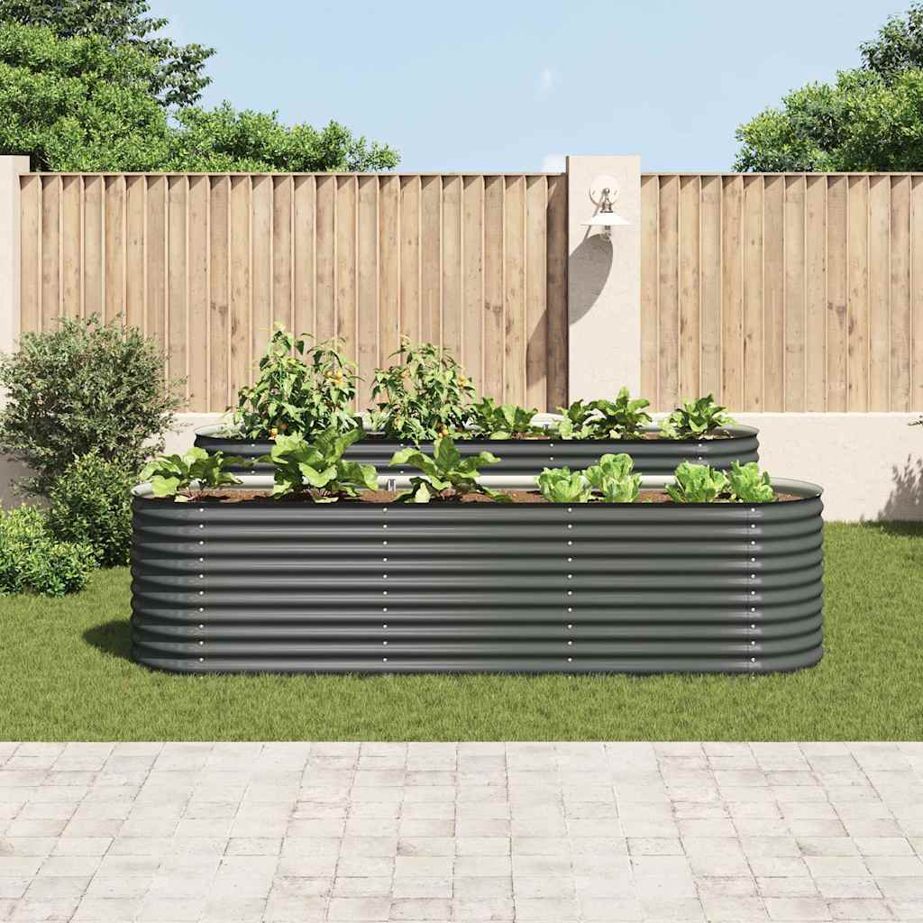 Strat înălțat de grădină, gri, 320 x 80 x 81 cm oțel galvanizat GartenMobel Dekor