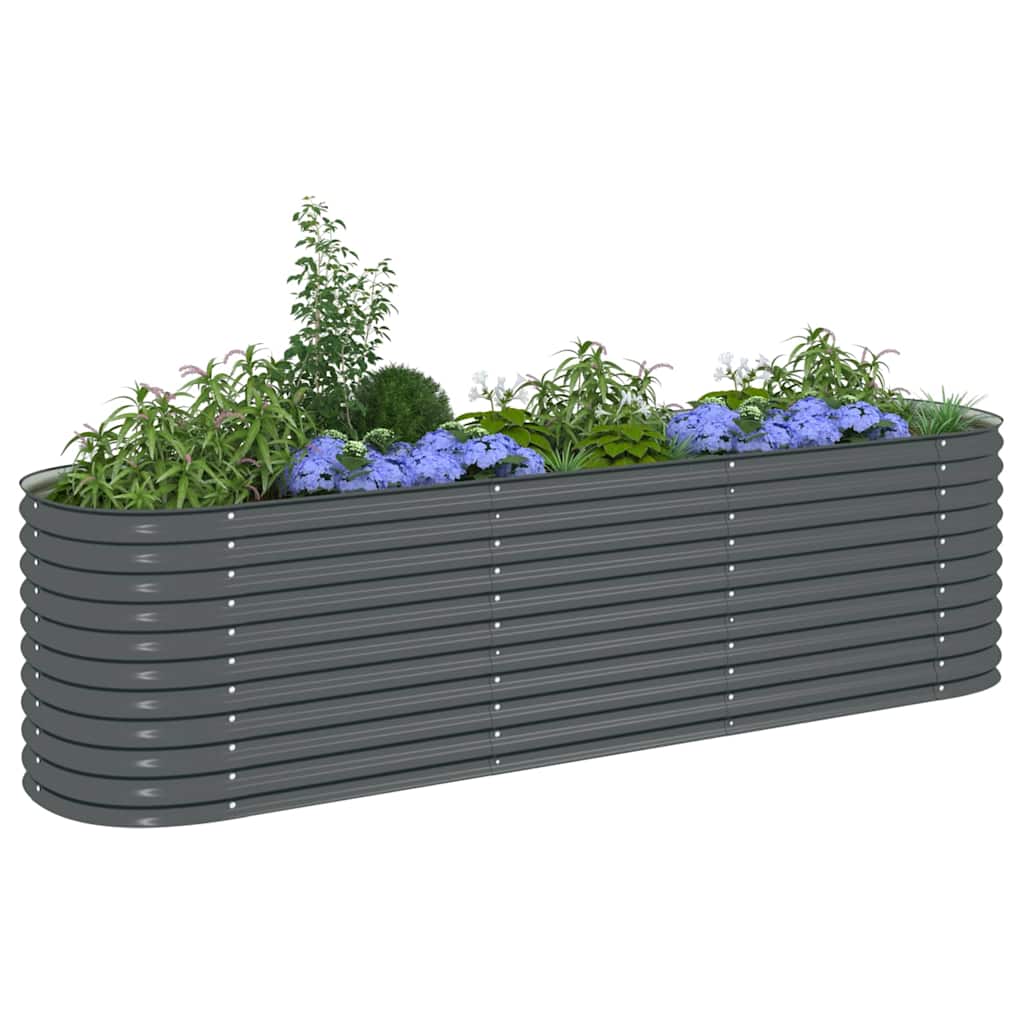 Strat înălțat de grădină, gri, 320 x 80 x 81 cm oțel galvanizat GartenMobel Dekor