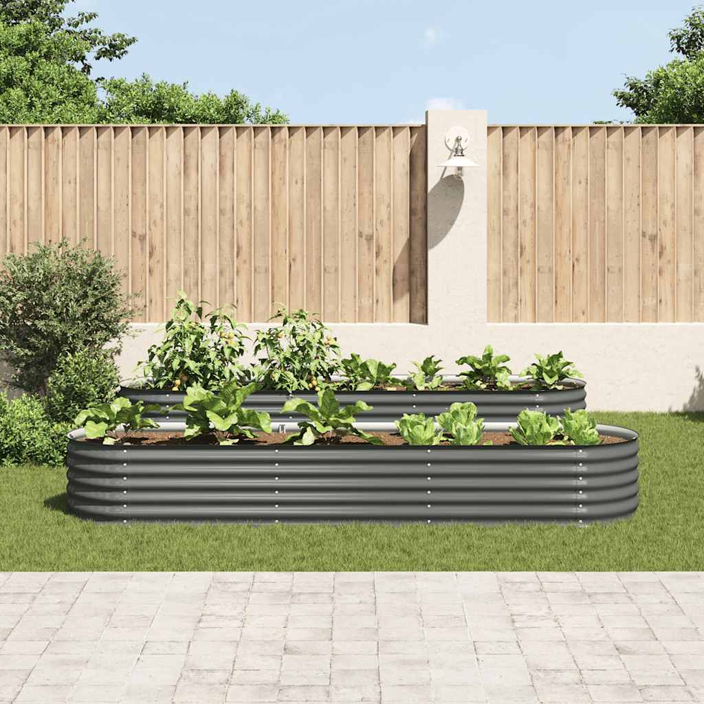 Strat înălțat de grădină, gri, 320x80x44 cm, oțel galvanizat GartenMobel Dekor