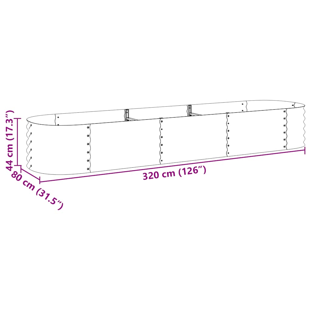 Strat înălțat de grădină, gri, 320x80x44 cm, oțel galvanizat GartenMobel Dekor