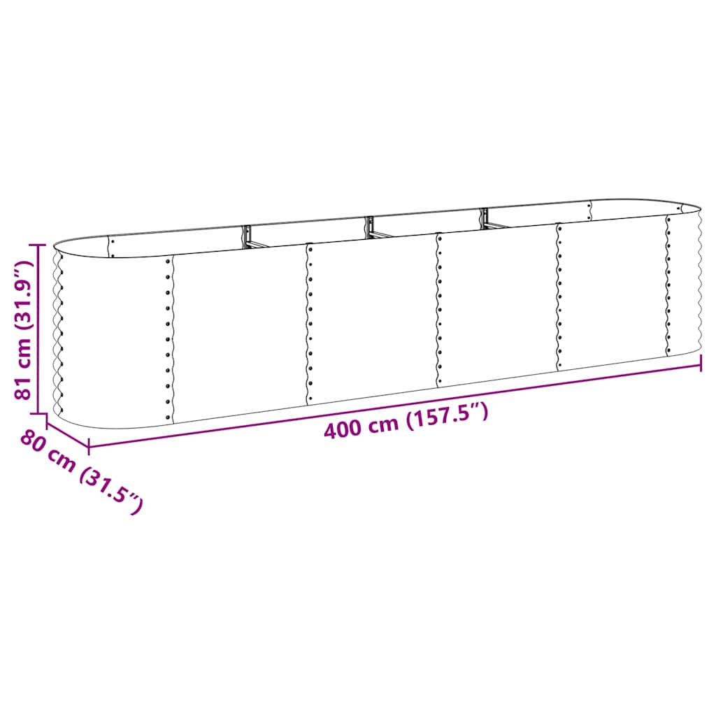 Strat înălțat de grădină, gri, 400x80x81 cm, oțel galvanizat GartenMobel Dekor