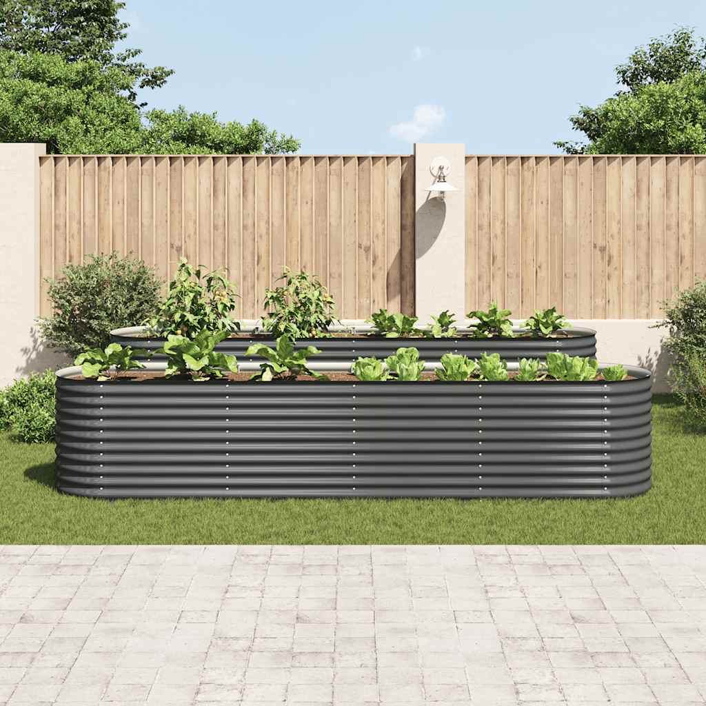 Strat înălțat de grădină, gri, 400x80x81 cm, oțel galvanizat GartenMobel Dekor
