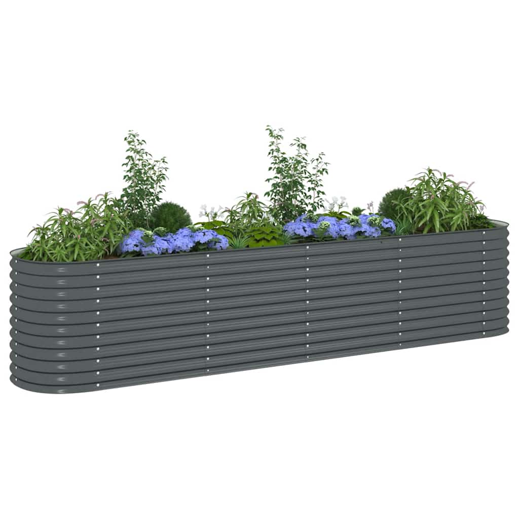 Strat înălțat de grădină, gri, 400x80x81 cm, oțel galvanizat GartenMobel Dekor