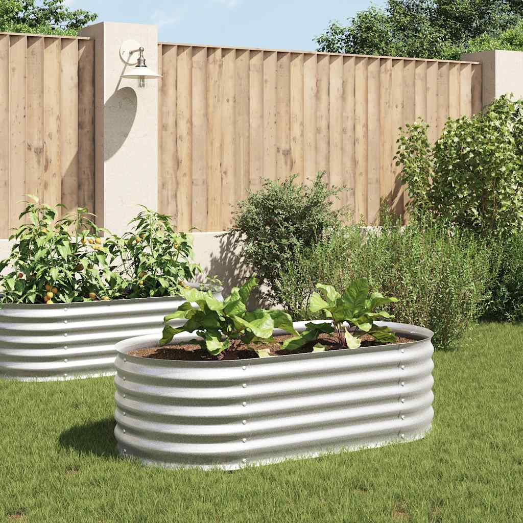 Strat înălțat de grădină argintiu 160x80x44 cm oțel galvanizat GartenMobel Dekor