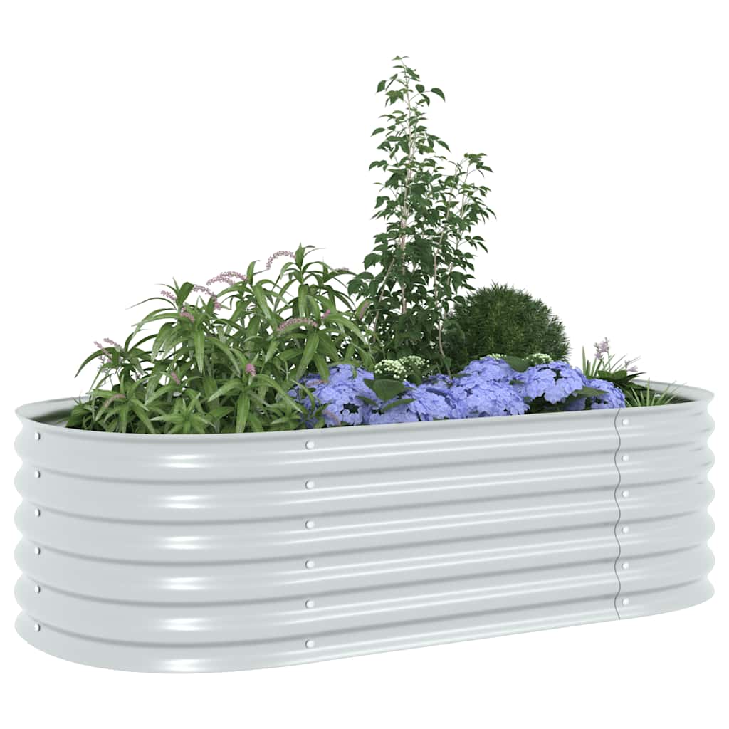 Strat înălțat de grădină argintiu 160x80x44 cm oțel galvanizat GartenMobel Dekor