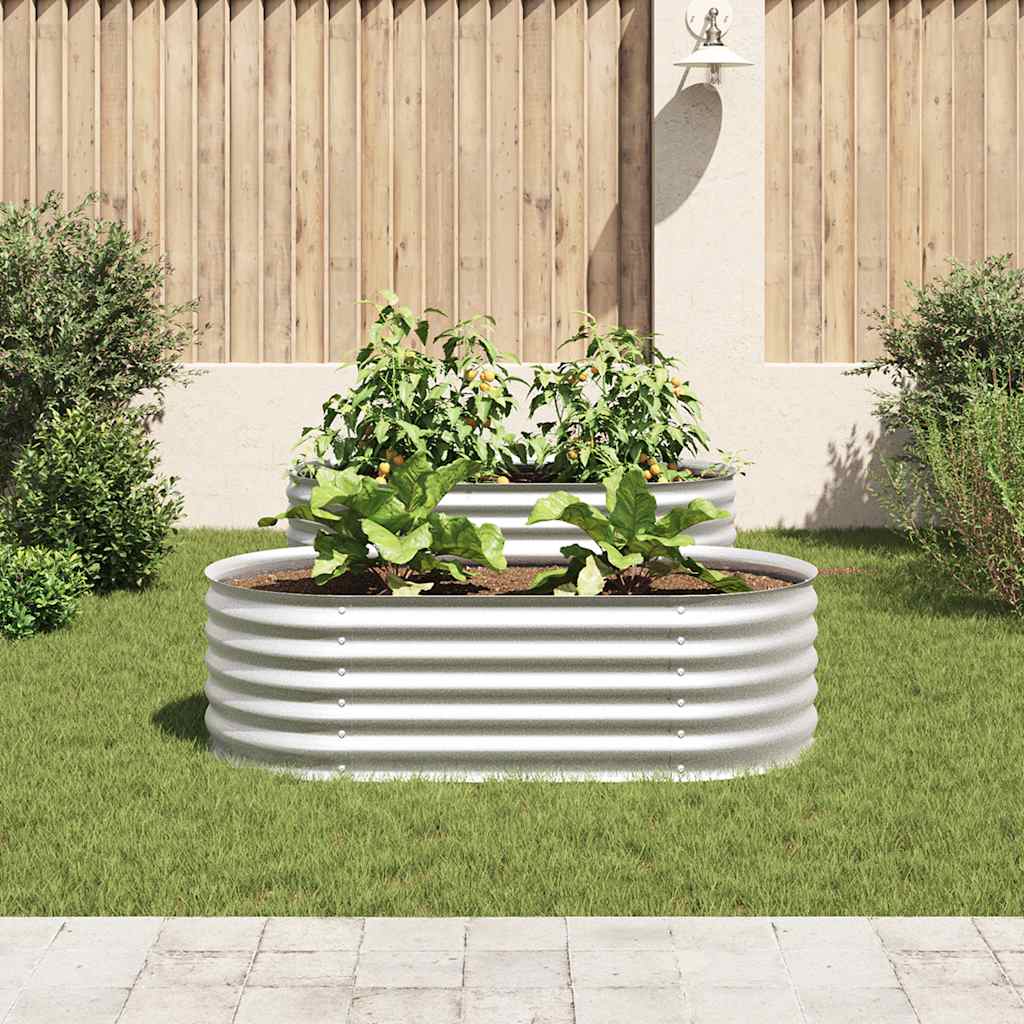 Strat înălțat de grădină argintiu 160x80x44 cm oțel galvanizat GartenMobel Dekor
