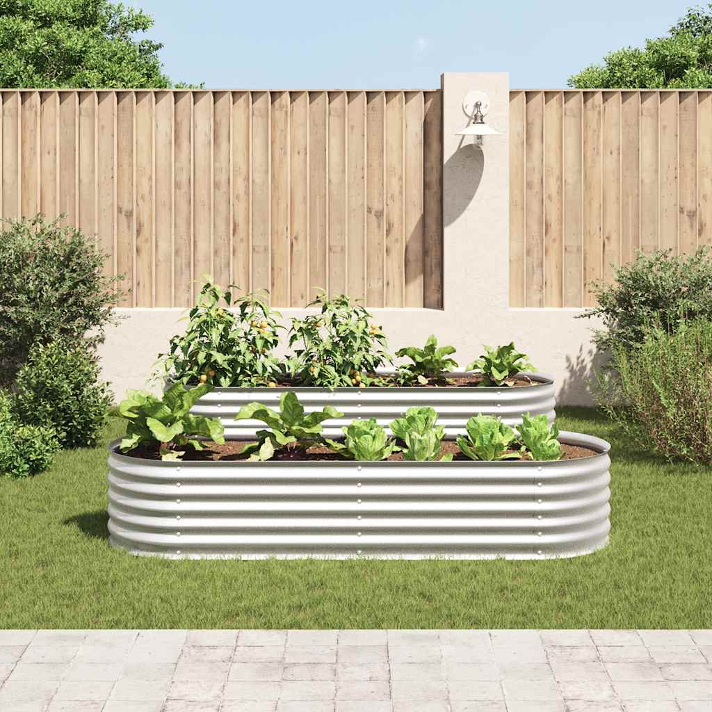 Strat înălțat de grădină argintiu 240x80x44 cm oțel galvanizat GartenMobel Dekor