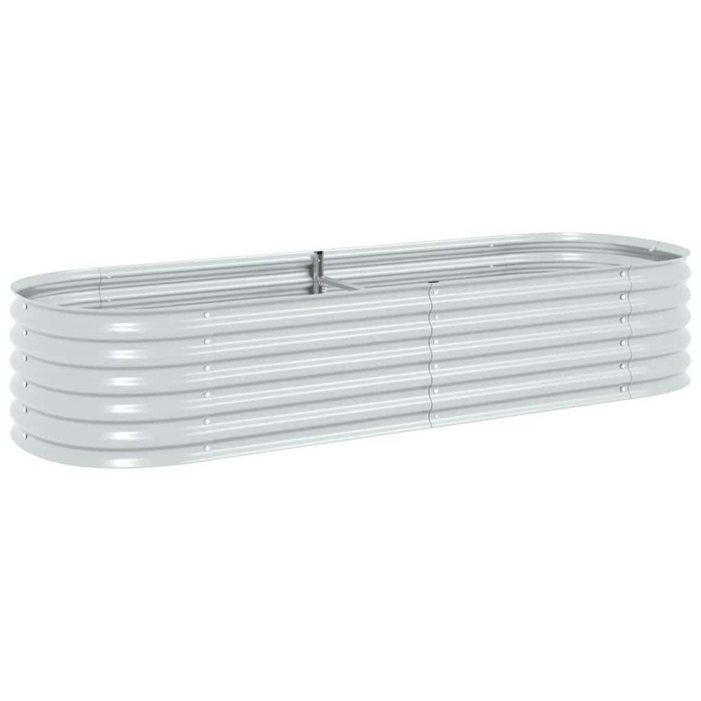 Strat înălțat de grădină argintiu 240x80x44 cm oțel galvanizat GartenMobel Dekor
