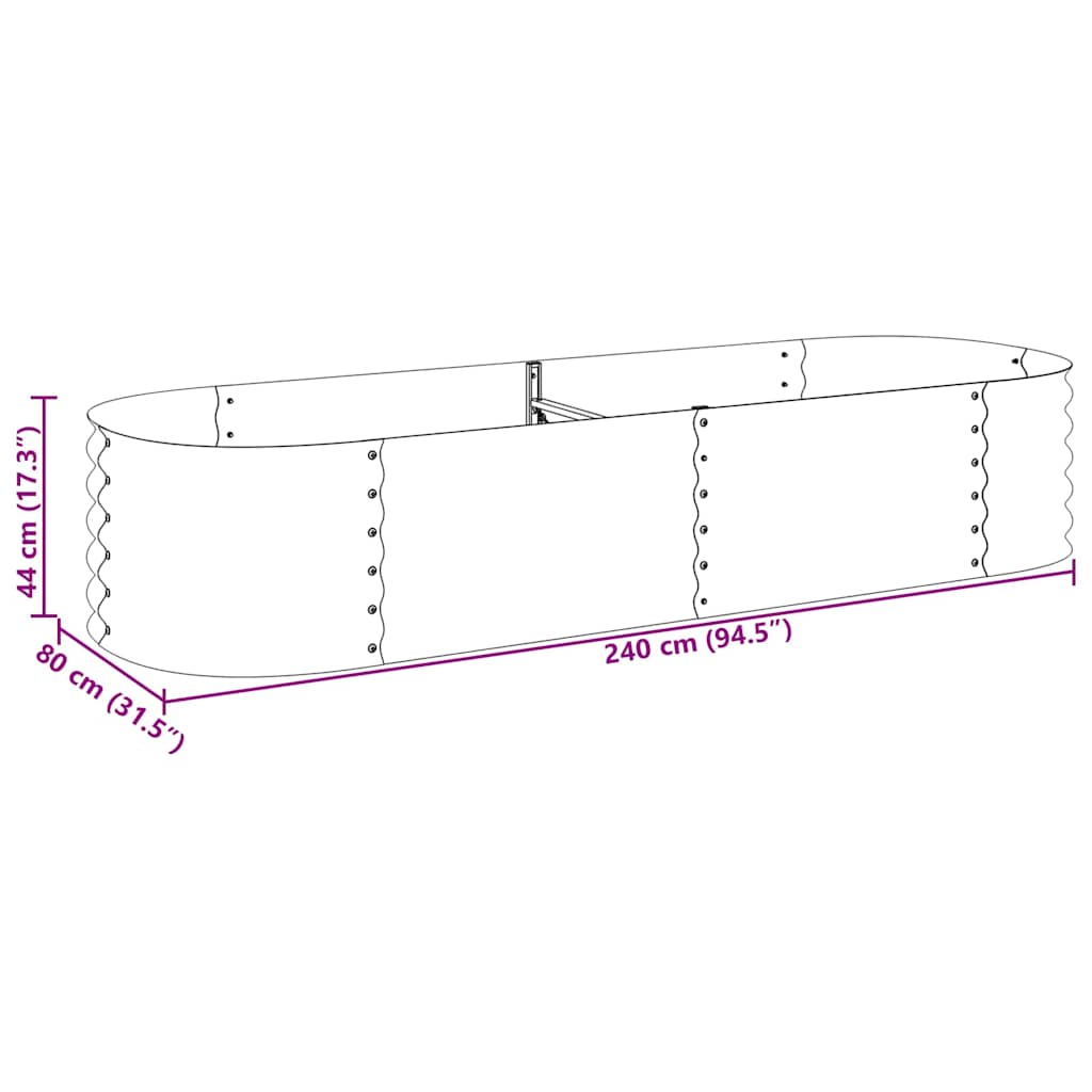 Strat înălțat de grădină argintiu 240x80x44 cm oțel galvanizat GartenMobel Dekor