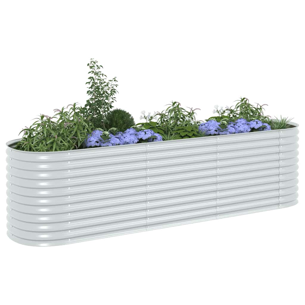 Strat înălțat de grădină argintiu 320x80x81 cm oțel galvanizat GartenMobel Dekor