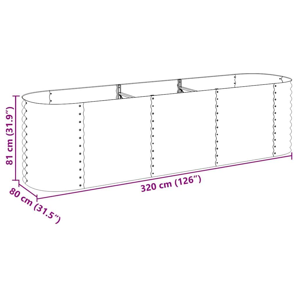 Strat înălțat de grădină argintiu 320x80x81 cm oțel galvanizat GartenMobel Dekor