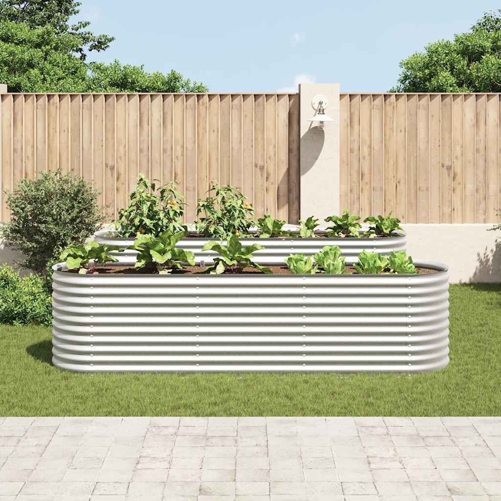 Strat înălțat de grădină argintiu 320x80x81 cm oțel galvanizat GartenMobel Dekor