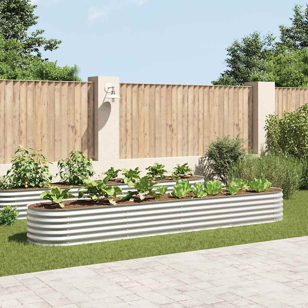 Strat înălțat de grădină argintiu 400x80x44 cm oțel galvanizat GartenMobel Dekor