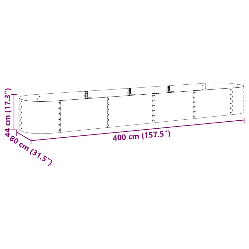 Strat înălțat de grădină argintiu 400x80x44 cm oțel galvanizat GartenMobel Dekor