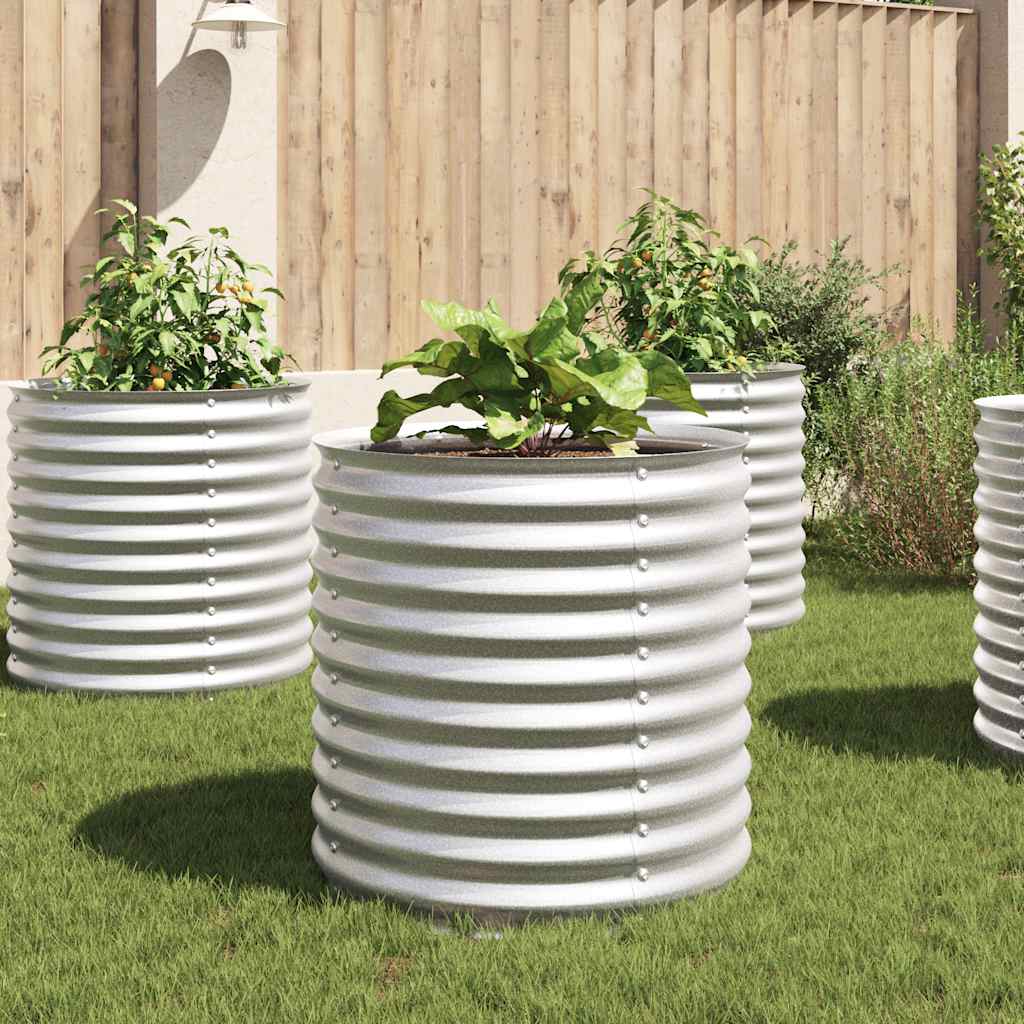 Strat înălțat de grădină argintiu 80x80x81 cm oțel galvanizat GartenMobel Dekor