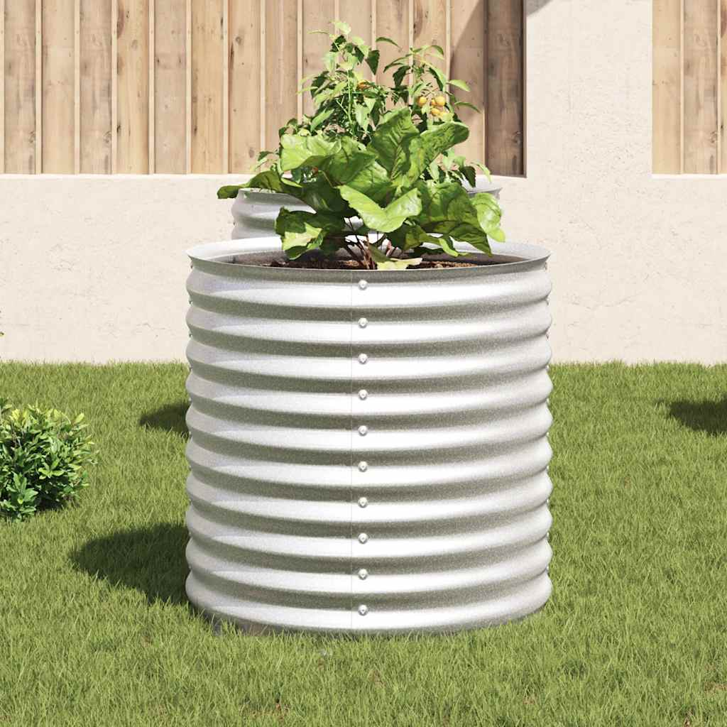 Strat înălțat de grădină argintiu 80x80x81 cm oțel galvanizat GartenMobel Dekor