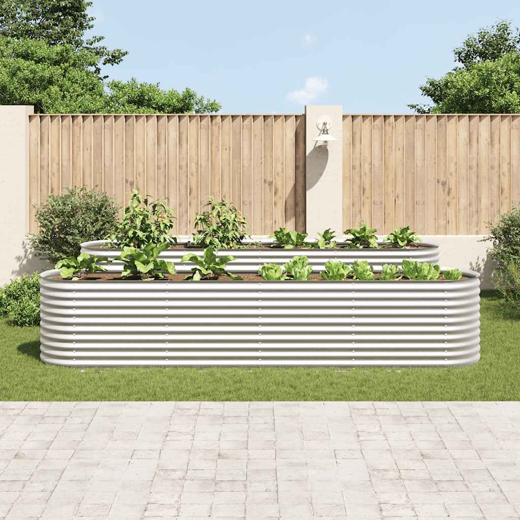 Strat înălțat grădină, argintiu 400x80x81 cm, oțel galvanizat GartenMobel Dekor