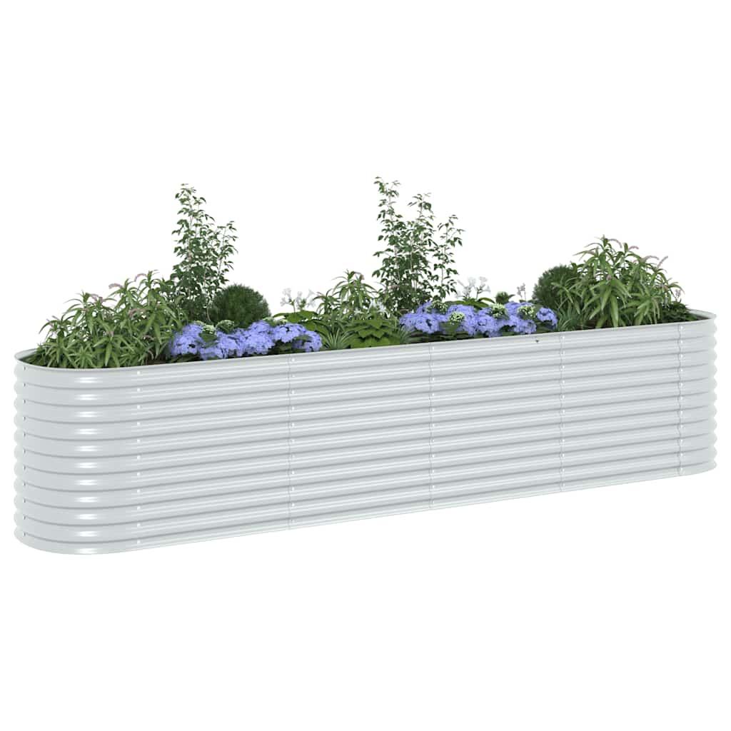 Strat înălțat grădină, argintiu 400x80x81 cm, oțel galvanizat GartenMobel Dekor