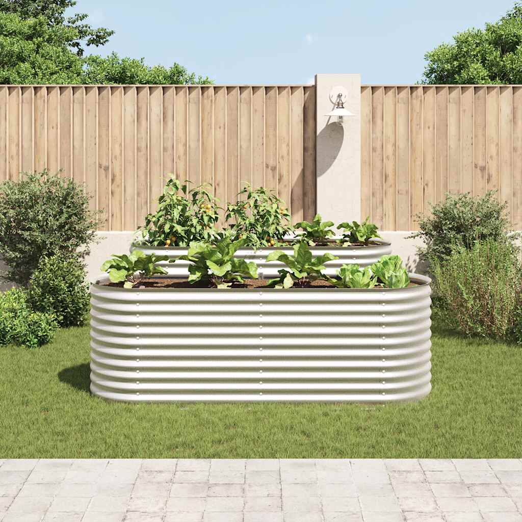 Strat înălțat grădină argintiu 240x80x81 cm oțel galvanizat   GartenMobel Dekor