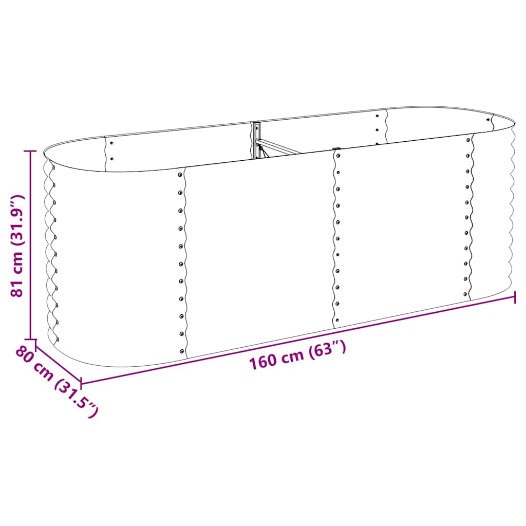 Strat înălțat grădină argintiu 240x80x81 cm oțel galvanizat   GartenMobel Dekor